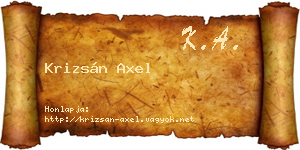 Krizsán Axel névjegykártya
